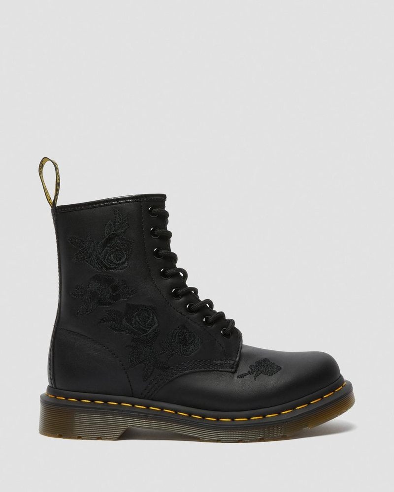 Dr Martin Martens 1460 Vonda Mono - Floral Boots (Softy T) Boots Black | TO54-W0GC