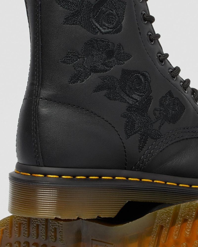 Dr Martin Martens 1460 Vonda Mono - Floral Boots (Softy T) Boots Black | TO54-W0GC