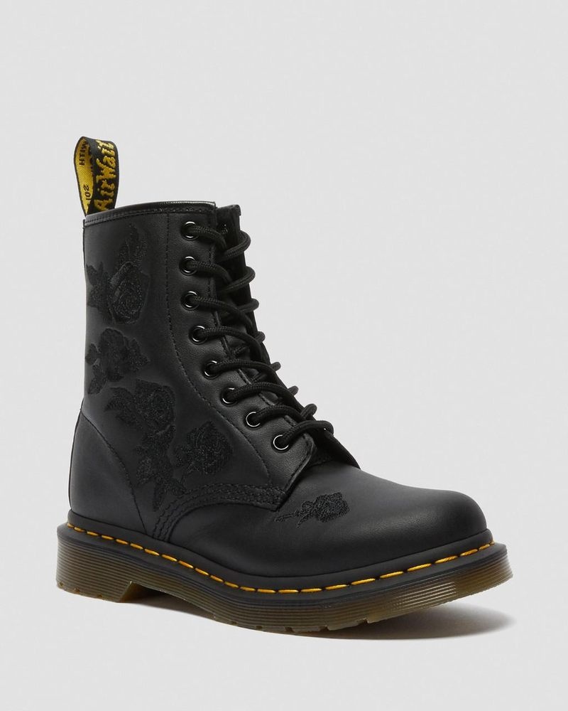 Dr Martin Martens 1460 Vonda Mono - Floral Boots (Softy T) Boots Black | TO54-W0GC