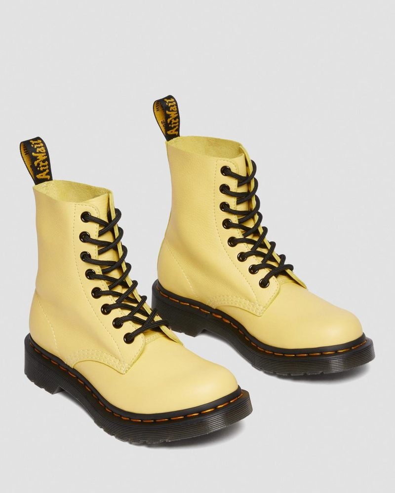 Dr Martin Martens 1460 - Pascal Black Eyelet Lace Up Boots (Virginia) Boots Lemon Yellow | CU98-C1BN