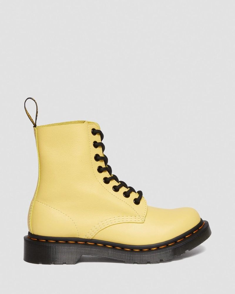 Dr Martin Martens 1460 - Pascal Black Eyelet Lace Up Boots (Virginia) Boots Lemon Yellow | CU98-C1BN