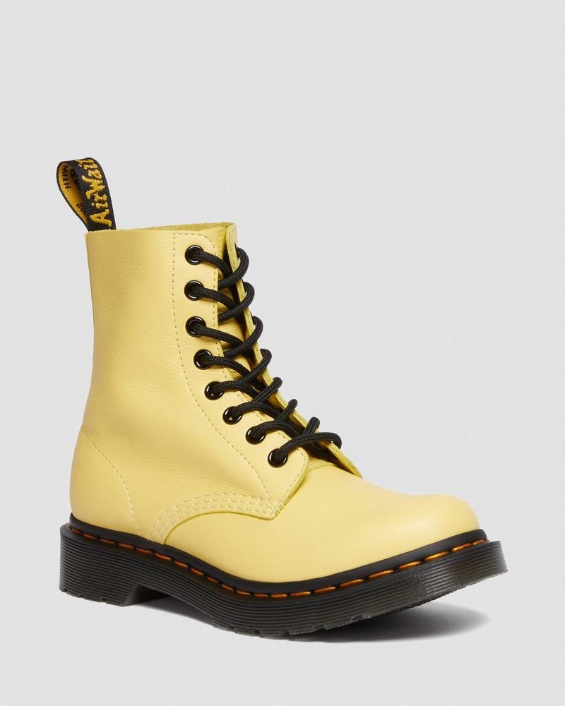 Dr Martin Martens 1460 - Pascal Black Eyelet Lace Up Boots (Virginia) Boots Lemon Yellow | CU98-C1BN