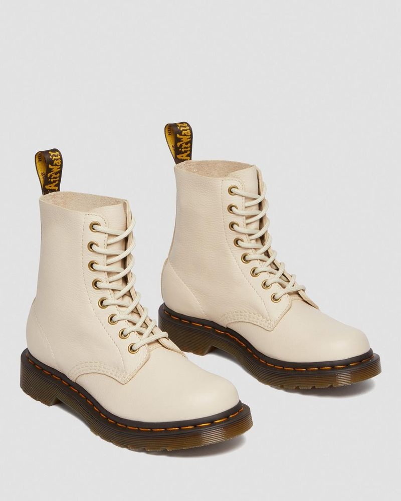 Dr Martin Martens 1460 - Pascal Virginia Leather Boots (Virginia) Boots Parchment Beige | TJ47-I4TB