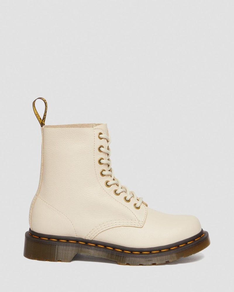 Dr Martin Martens 1460 - Pascal Virginia Leather Boots (Virginia) Boots Parchment Beige | TJ47-I4TB