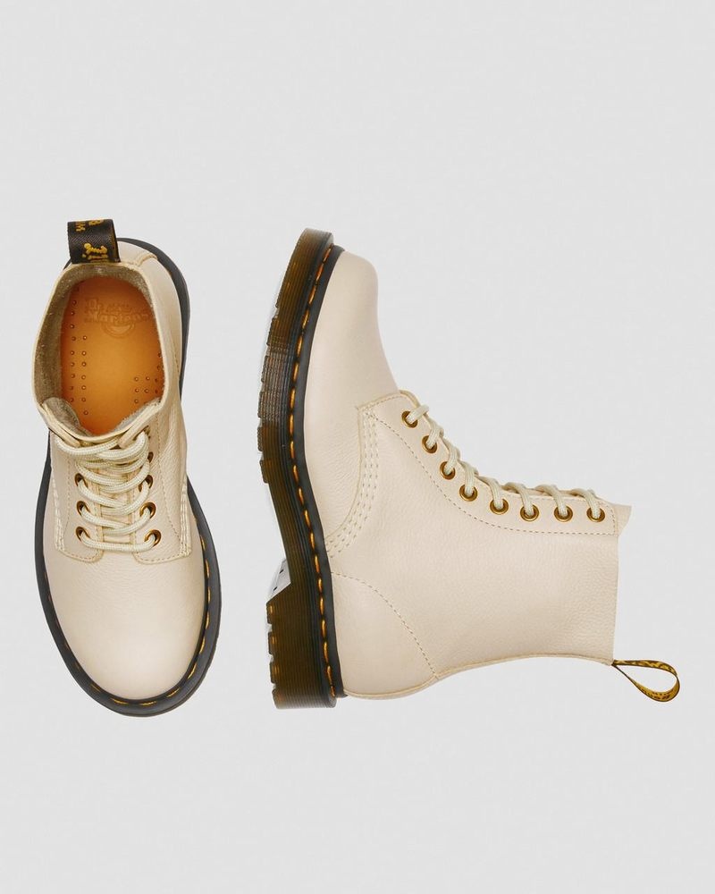 Dr Martin Martens 1460 - Pascal Virginia Leather Boots (Virginia) Boots Parchment Beige | TJ47-I4TB