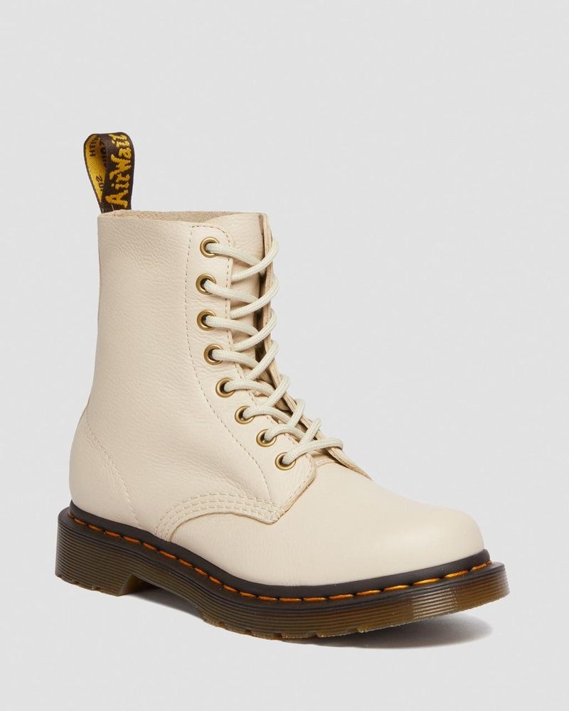 Dr Martin Martens 1460 - Pascal Virginia Leather Boots (Virginia) Boots Parchment Beige | TJ47-I4TB