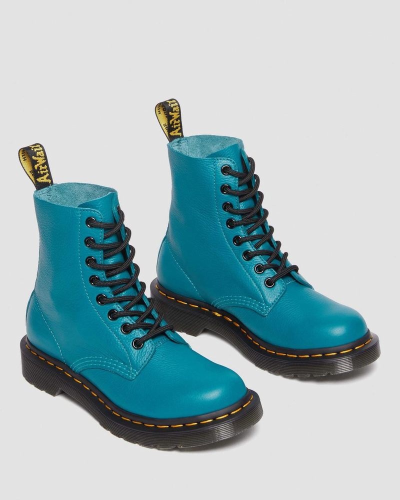 Dr Martin Martens 1460 - Pascal Virginia Leather Boots (Virginia) Boots Teal Green | WH59-V1MB