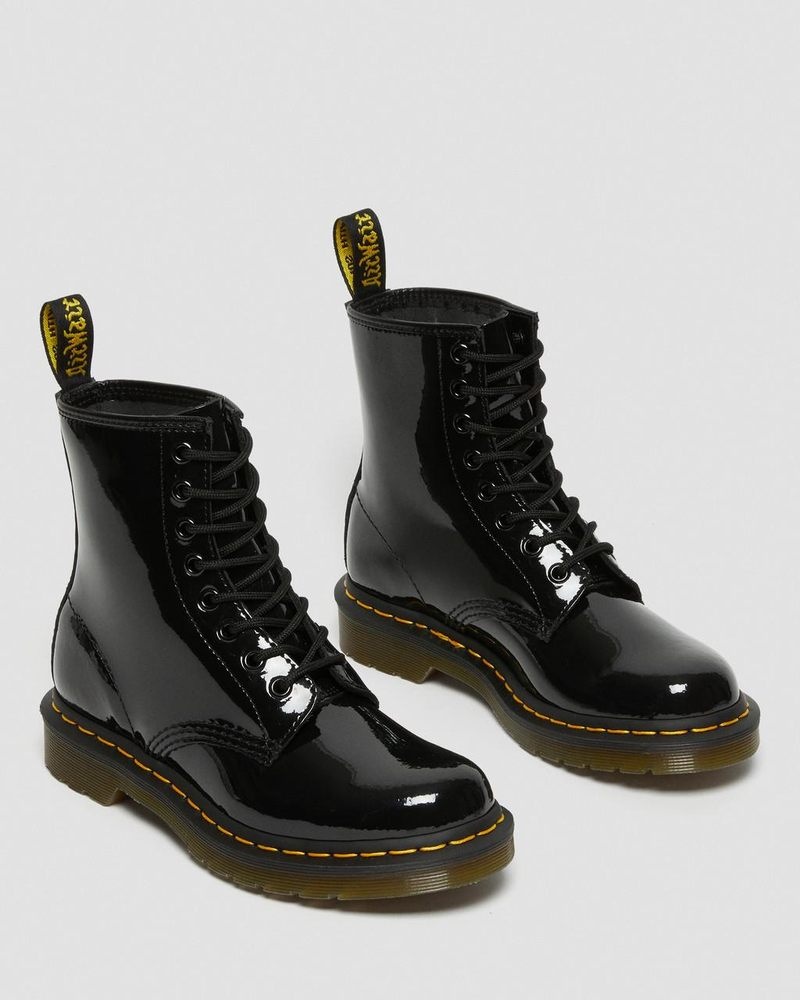 Dr Martin Martens 1460 - Patent Leather Lace Up Boots (Patent Leather) Boots Black | TJ58-K2PF