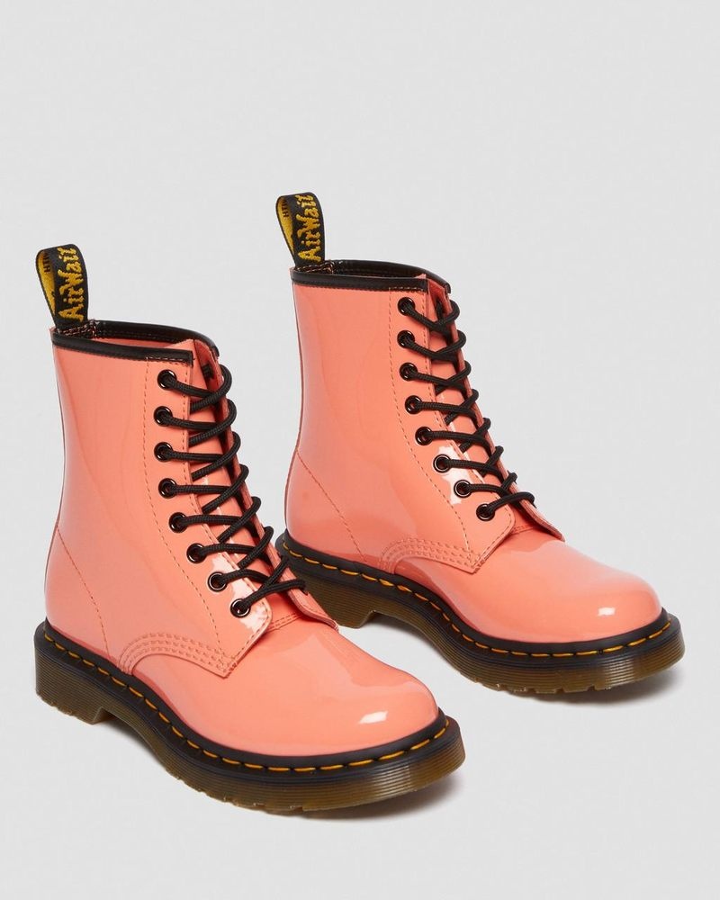 Dr Martin Martens 1460 - Patent Leather Lace Up Boots (Patent Leather) Boots Coral | KF25-J3VB