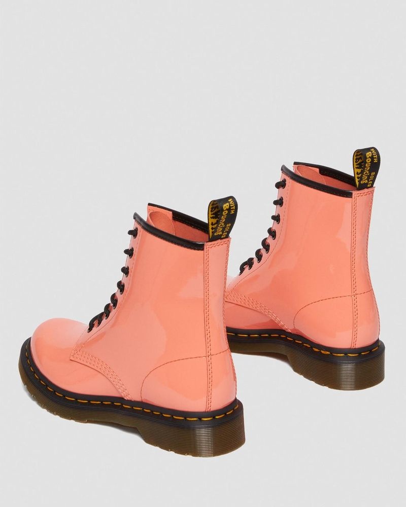 Dr Martin Martens 1460 - Patent Leather Lace Up Boots (Patent Leather) Boots Coral | KF25-J3VB