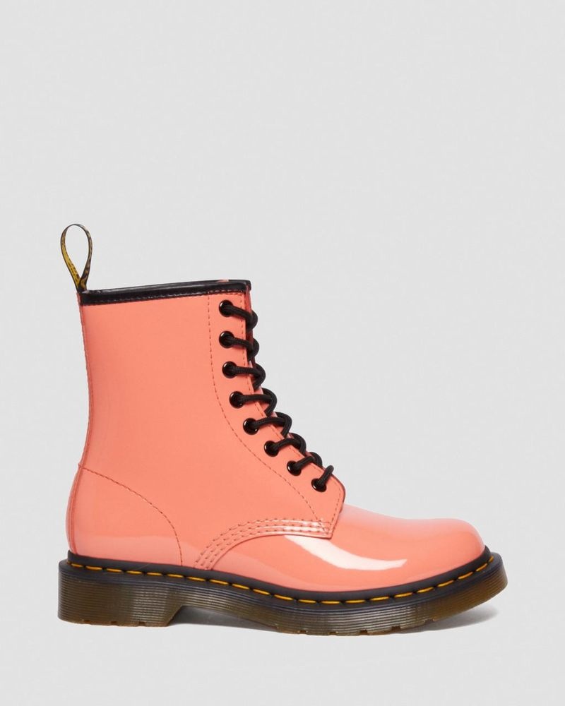 Dr Martin Martens 1460 - Patent Leather Lace Up Boots (Patent Leather) Boots Coral | KF25-J3VB