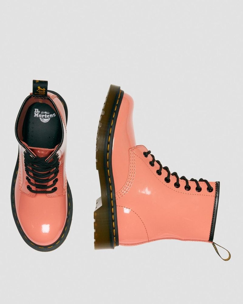 Dr Martin Martens 1460 - Patent Leather Lace Up Boots (Patent Leather) Boots Coral | KF25-J3VB