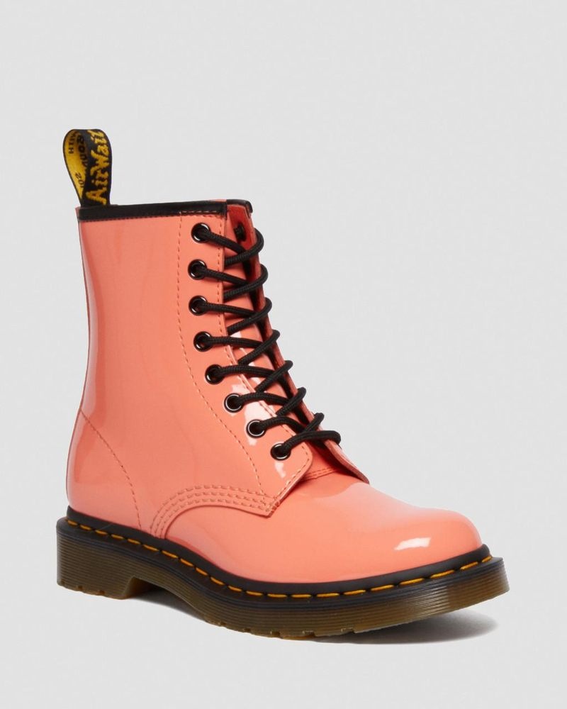 Dr Martin Martens 1460 - Patent Leather Lace Up Boots (Patent Leather) Boots Coral | KF25-J3VB