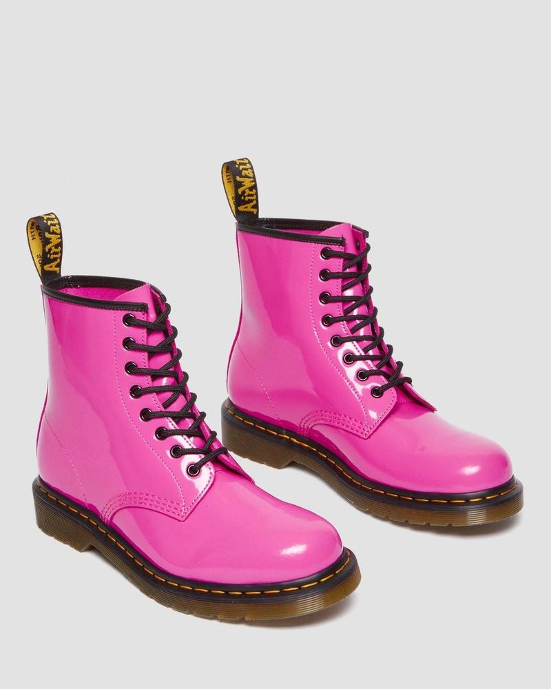 Dr Martin Martens 1460 - Patent Leather Lace Up Boots (Patent Leather) Boots Thrift Pink | YJ70-A9LA