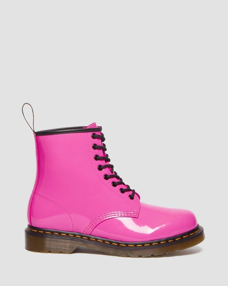 Dr Martin Martens 1460 - Patent Leather Lace Up Boots (Patent Leather) Boots Thrift Pink | YJ70-A9LA