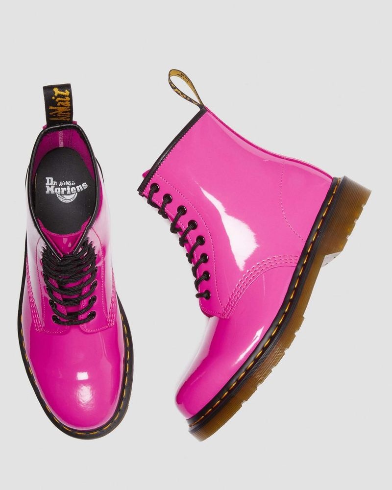 Dr Martin Martens 1460 - Patent Leather Lace Up Boots (Patent Leather) Boots Thrift Pink | YJ70-A9LA