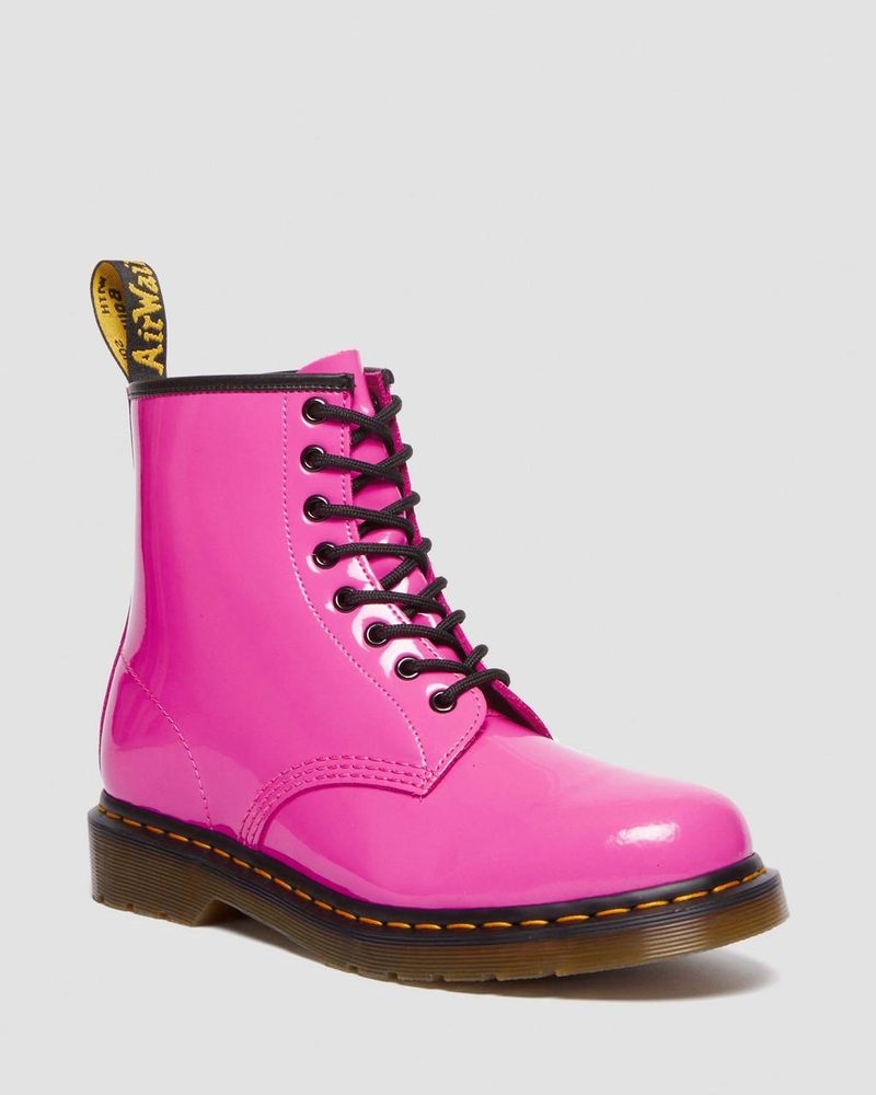 Dr Martin Martens 1460 - Patent Leather Lace Up Boots (Patent Leather) Boots Thrift Pink | YJ70-A9LA