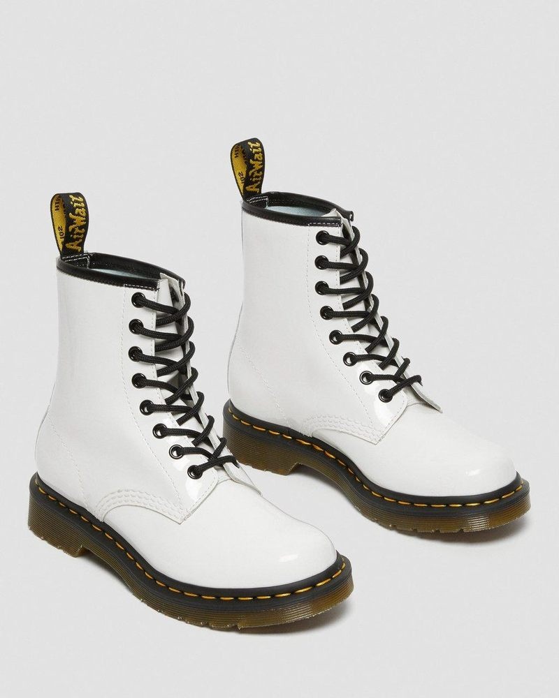 Dr Martin Martens 1460 - Patent Leather Lace Up Boots (Patent Leather) Boots White | ZU55-M9WE