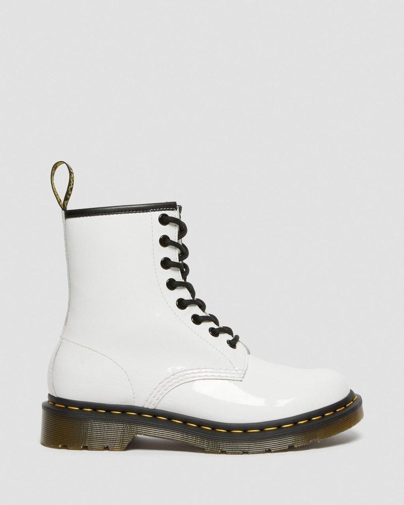 Dr Martin Martens 1460 - Patent Leather Lace Up Boots (Patent Leather) Boots White | ZU55-M9WE