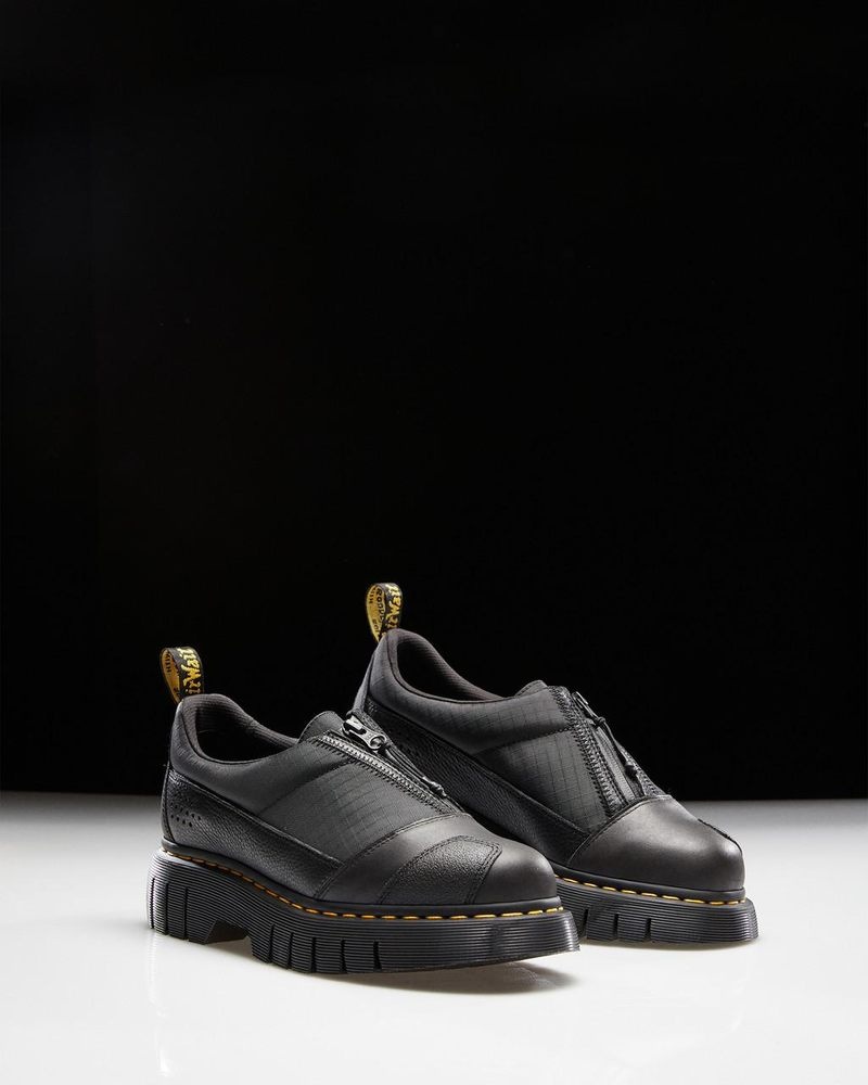 Dr Martin Martens 1461 Beta Clubwedge Platform Oxford Shoes (Lunar+Sorento+Hub Ripstop) Platforms Shoes Black | XN68-P0SI