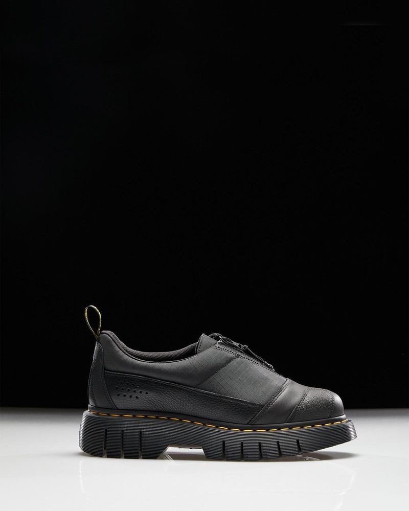 Dr Martin Martens 1461 Beta Clubwedge Platform Oxford Shoes (Lunar+Sorento+Hub Ripstop) Platforms Shoes Black | XN68-P0SI