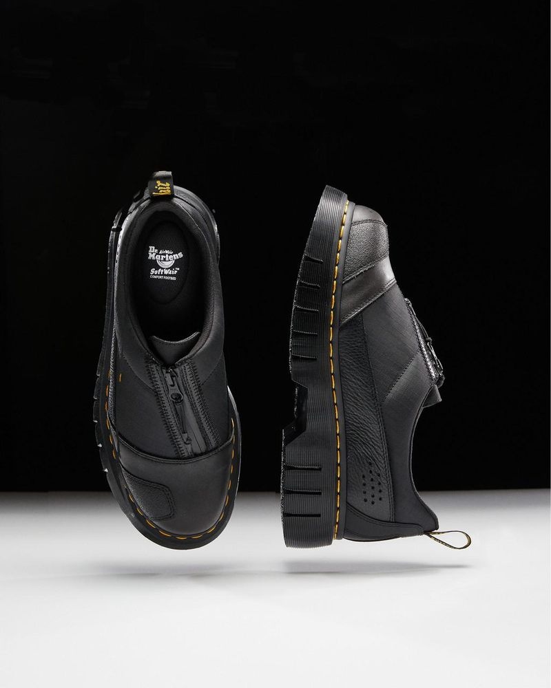 Dr Martin Martens 1461 Beta Clubwedge Platform Oxford Shoes (Lunar+Sorento+Hub Ripstop) Platforms Shoes Black | XN68-P0SI