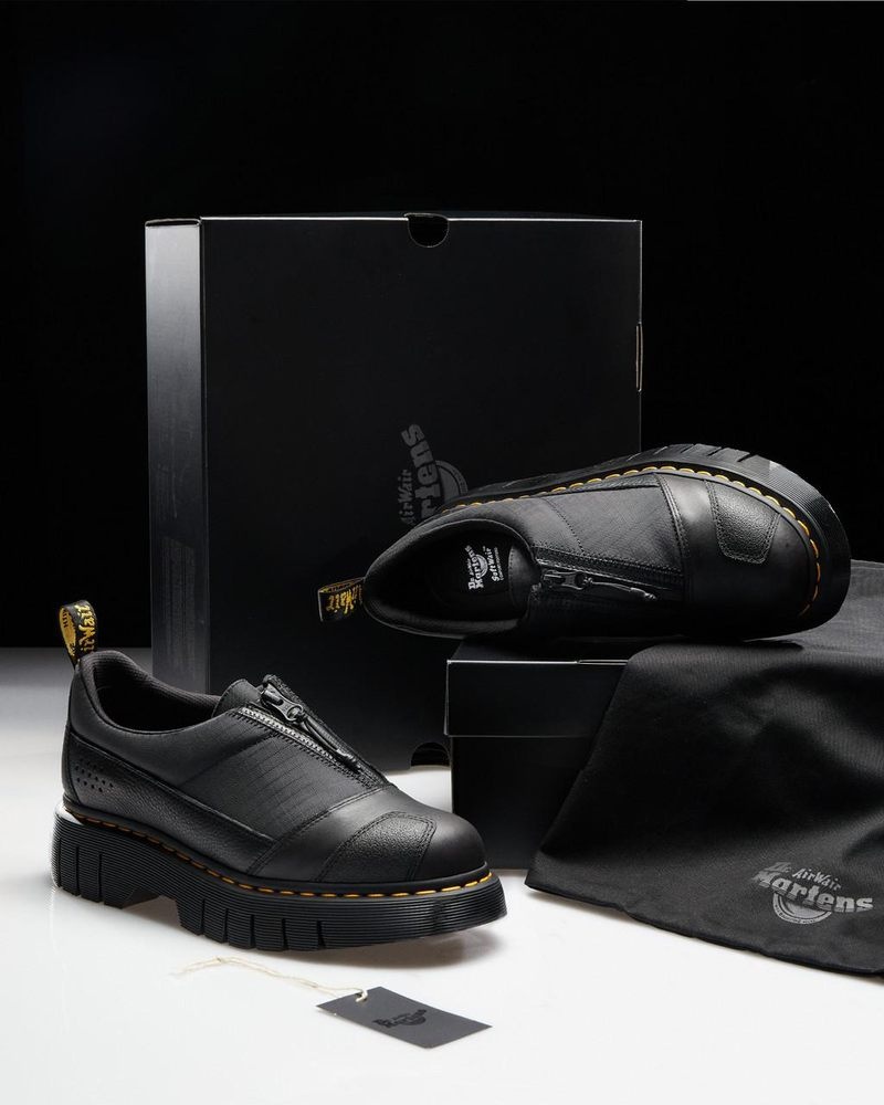 Dr Martin Martens 1461 Beta Clubwedge Platform Oxford Shoes (Lunar+Sorento+Hub Ripstop) Platforms Shoes Black | XN68-P0SI