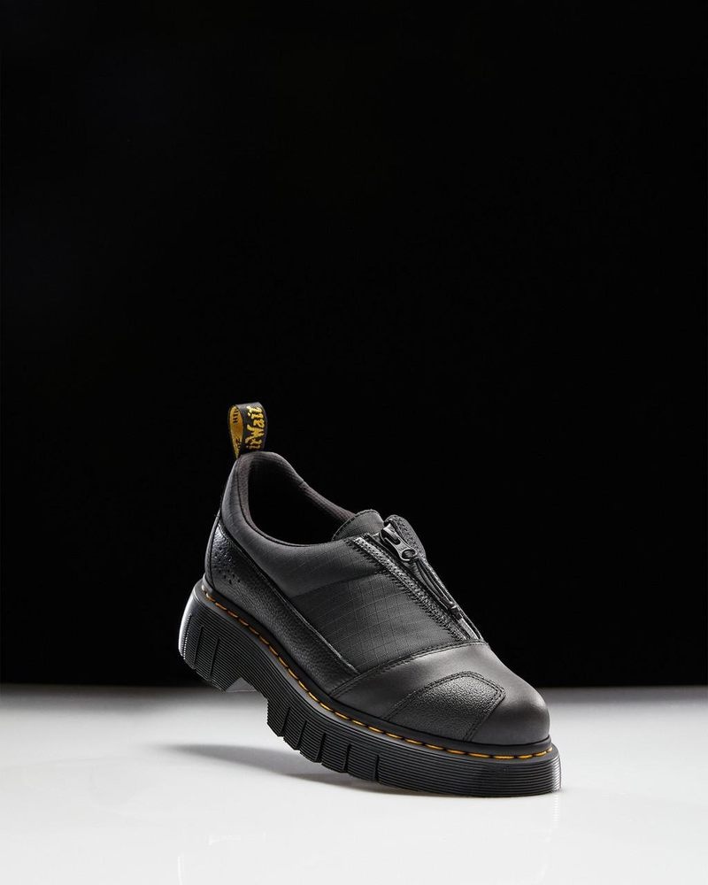 Dr Martin Martens 1461 Beta Clubwedge Platform Oxford Shoes (Lunar+Sorento+Hub Ripstop) Platforms Shoes Black | XN68-P0SI