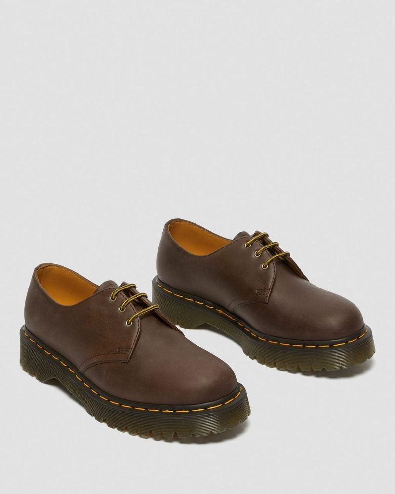 Dr Martin Martens 1461 Bex Crazy Horse Leather Oxford Shoes (Crazy Horse) Platforms Shoes Dark Brown | LY12-H6FQ