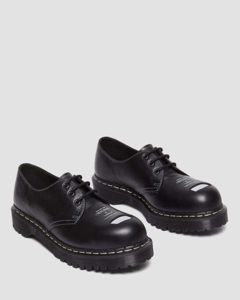 Dr Martin Martens 1461 Bex Exposed Steel Toe Oxford Shoes (Overdrive) Shoes Black | RD09-Y1KV