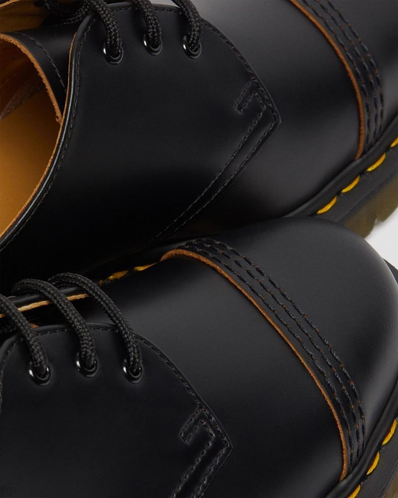 Dr Martin Martens 1461 Bex Made in England Toe Cap Oxford Shoes (Vintage Smooth) Platforms Black | IW33-B3EE