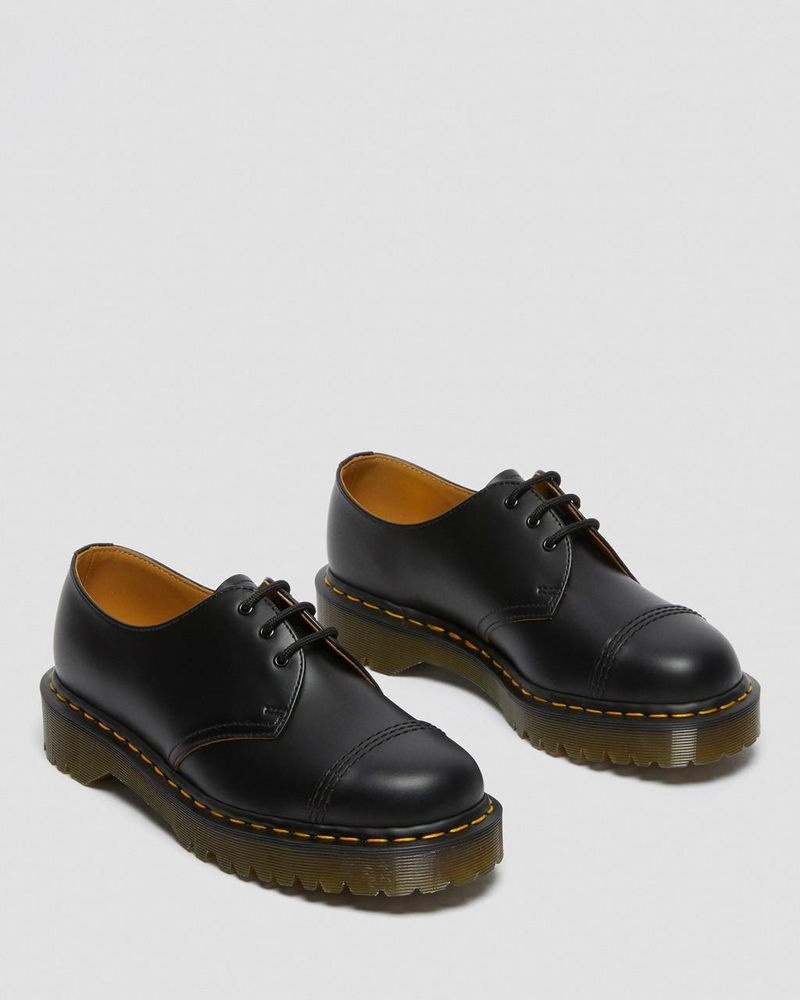 Dr Martin Martens 1461 Bex Made in England Toe Cap Oxford Shoes (Vintage Smooth) Platforms Black | IW33-B3EE