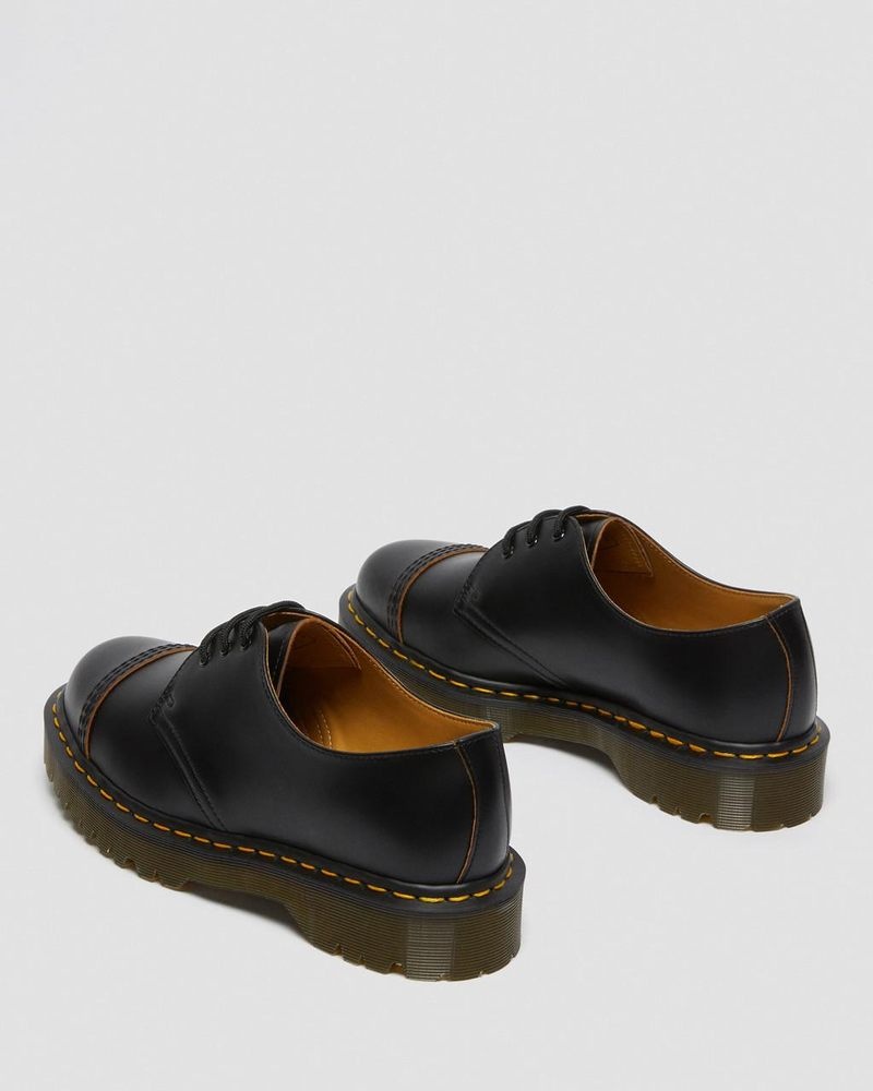 Dr Martin Martens 1461 Bex Made in England Toe Cap Oxford Shoes (Vintage Smooth) Platforms Black | IW33-B3EE