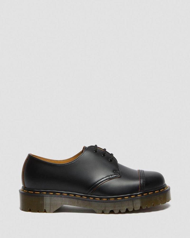 Dr Martin Martens 1461 Bex Made in England Toe Cap Oxford Shoes (Vintage Smooth) Platforms Black | IW33-B3EE