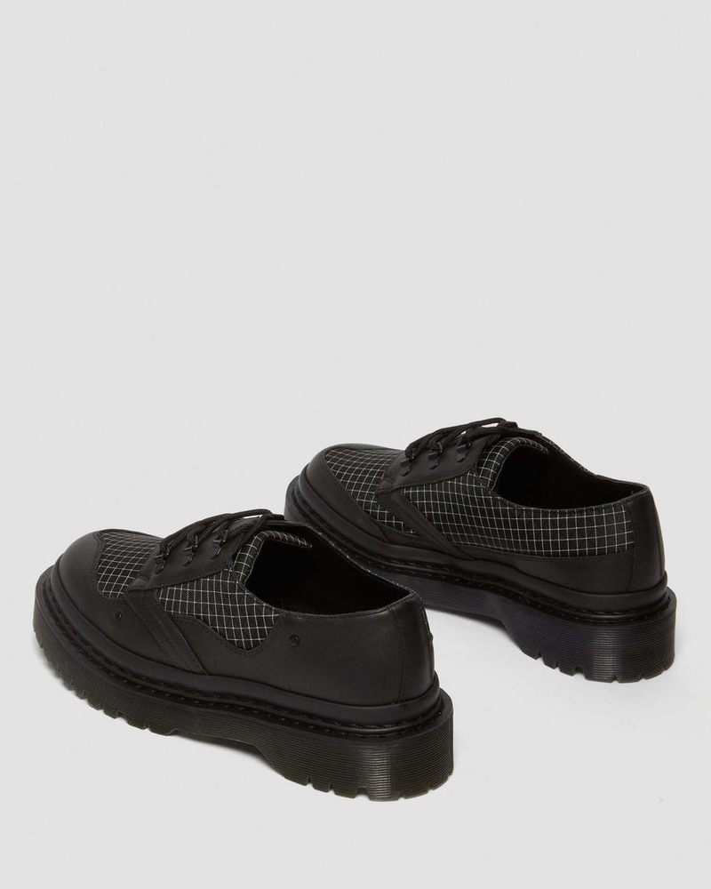 Dr Martin Martens 1461 Bex Ripstop Grid Oxford Shoes (Sorento+Grip Ripstop) Platforms Black/Black/White | TN58-A9VK