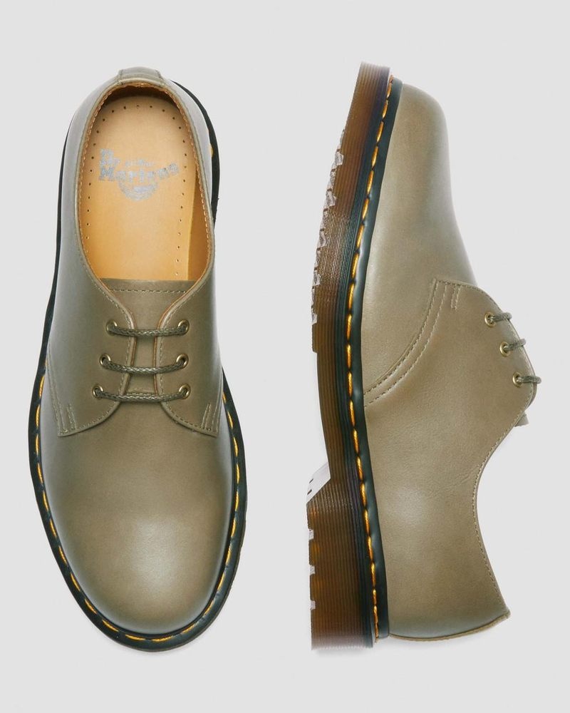 Dr Martin Martens 1461 Carrara Leather Oxford Shoes (Carrara) Shoes Olive | IS66-B8MZ