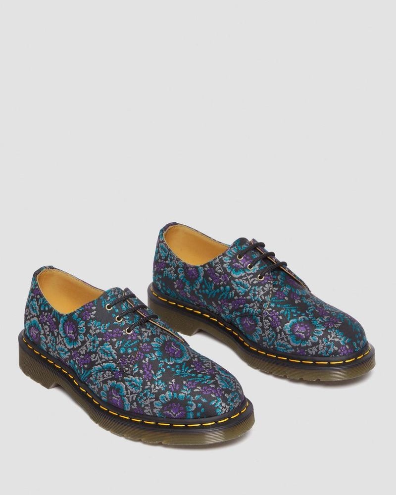 Dr Martin Martens 1461 Floral Jacquard Oxord Shoes (Floral Jacquard) Shoes Black/purple | YO77-Y1TC