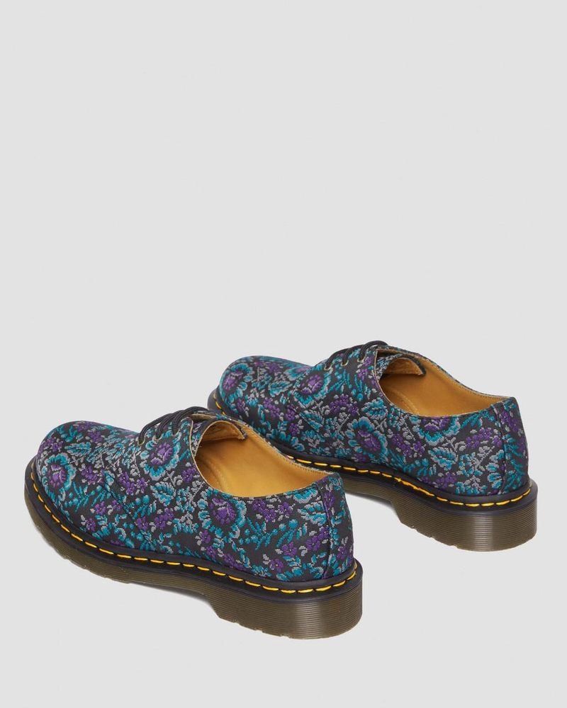 Dr Martin Martens 1461 Floral Jacquard Oxord Shoes (Floral Jacquard) Shoes Black/purple | YO77-Y1TC