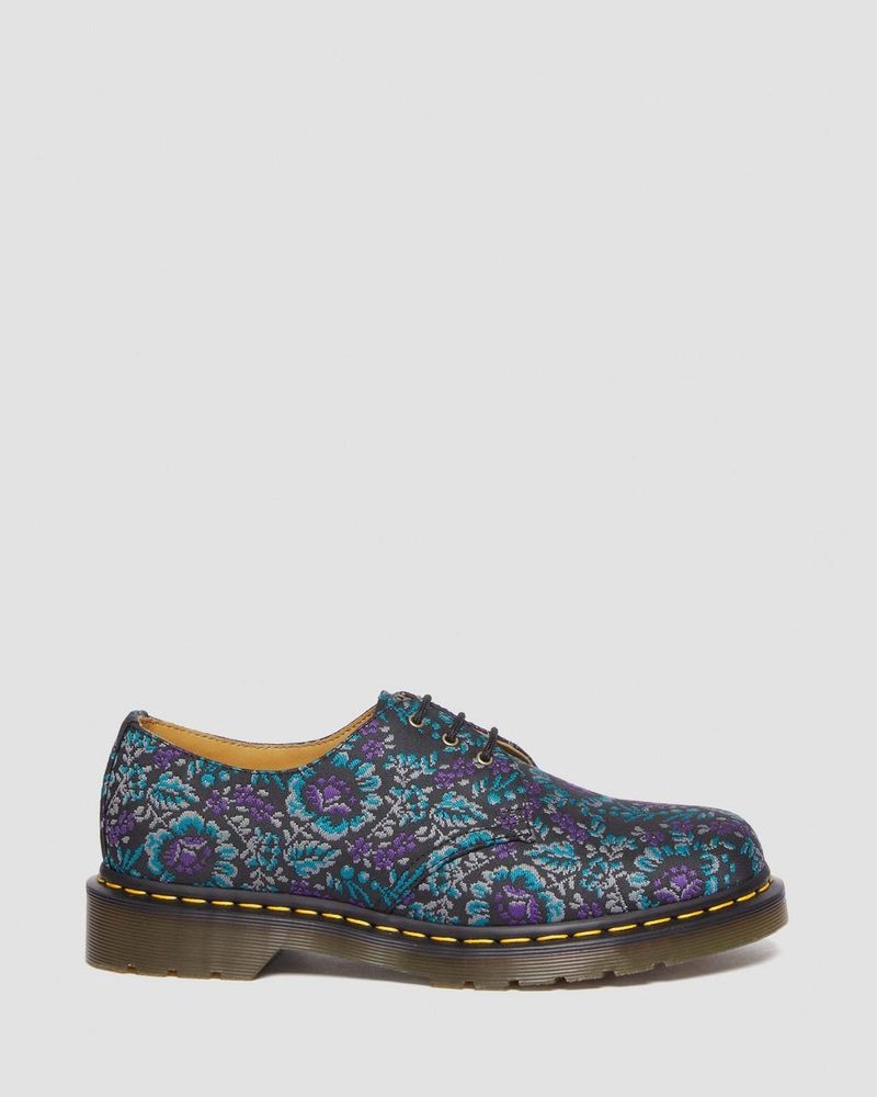 Dr Martin Martens 1461 Floral Jacquard Oxord Shoes (Floral Jacquard) Shoes Black/purple | YO77-Y1TC