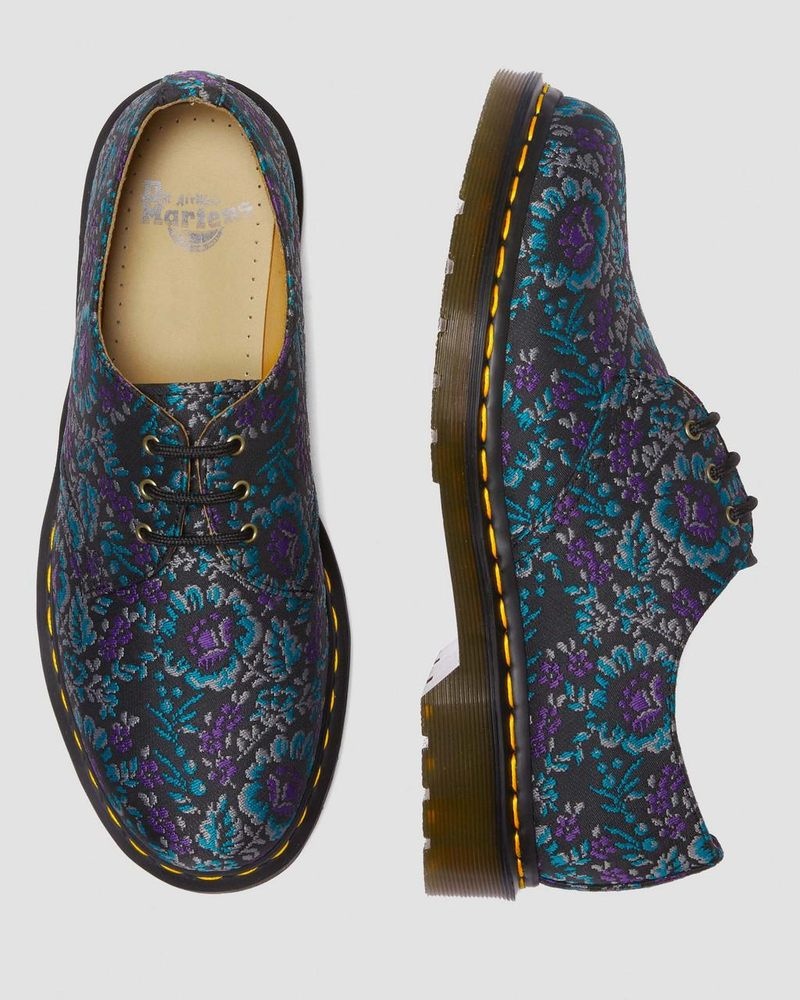 Dr Martin Martens 1461 Floral Jacquard Oxord Shoes (Floral Jacquard) Shoes Black/purple | YO77-Y1TC