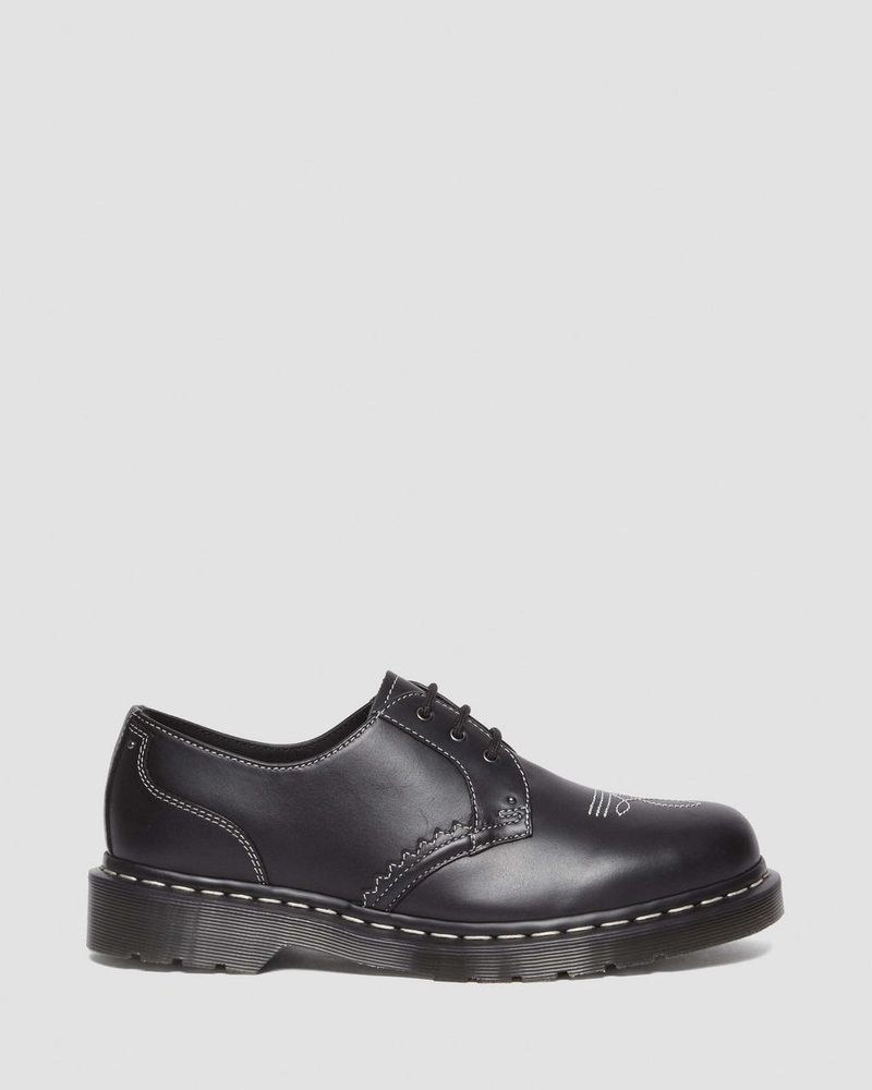 Dr Martin Martens 1461 Gothic Americana Leather Oxford Shoes (Wanama) Shoes Black | VZ17-I8RM