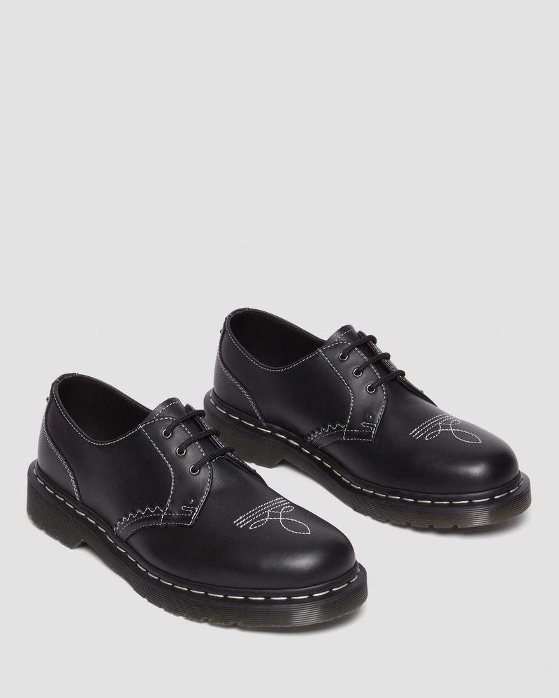 Dr Martin Martens 1461 Gothic Americana Leather Oxford Shoes (Wanama) Shoes Black | LN70-U5ZT