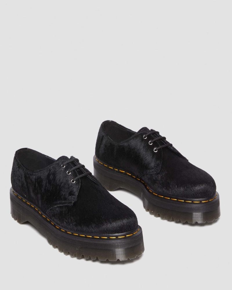 Dr Martin Martens 1461 Hair-On Platform Shoes (Hair On) Platforms Black Hair On | CR18-X1TK