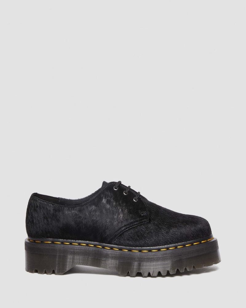 Dr Martin Martens 1461 Hair-On Platform Shoes (Hair On) Platforms Black Hair On | CR18-X1TK