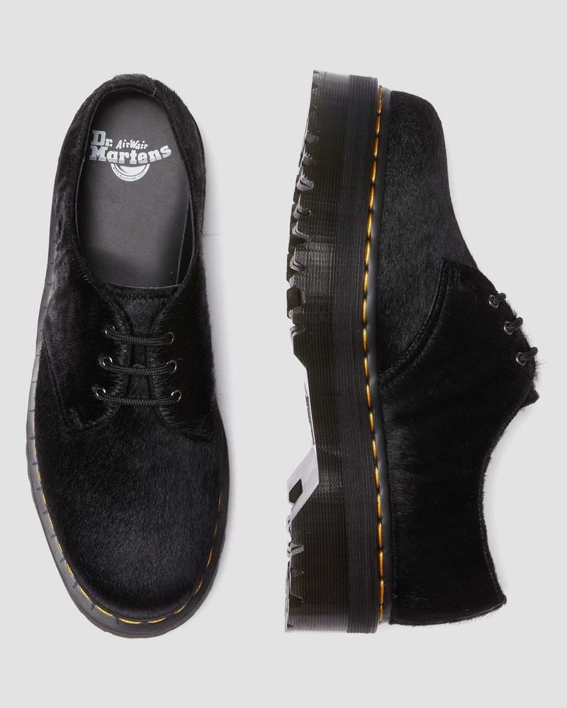 Dr Martin Martens 1461 Hair-On Platform Shoes (Hair On) Platforms Black Hair On | CR18-X1TK