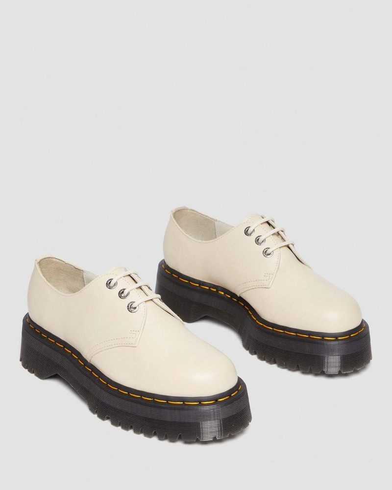 Dr Martin Martens 1461 II Pisa Leather Platform Shoes (Pisa) Shoes Parchment Beige | JS03-W2IP