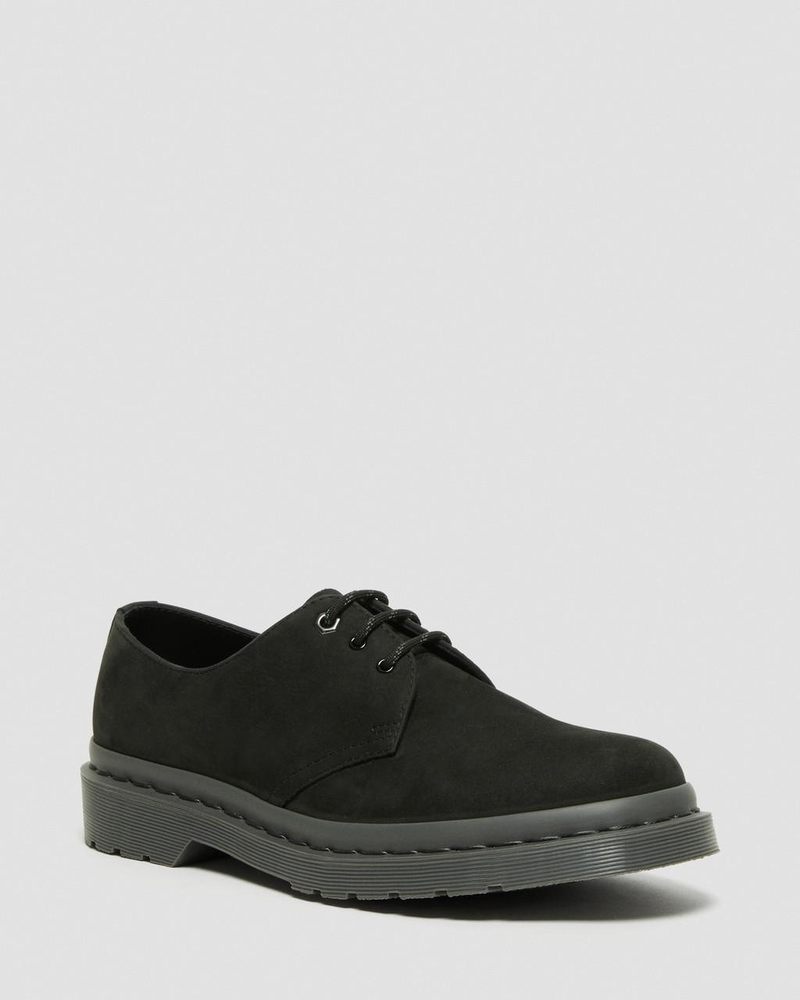 Dr Martin Martens 1461 Mono Milled Nubuck Leather Oxford Shoes (Milled Nubuck Wp) Shoes Black | NA14-C7OL