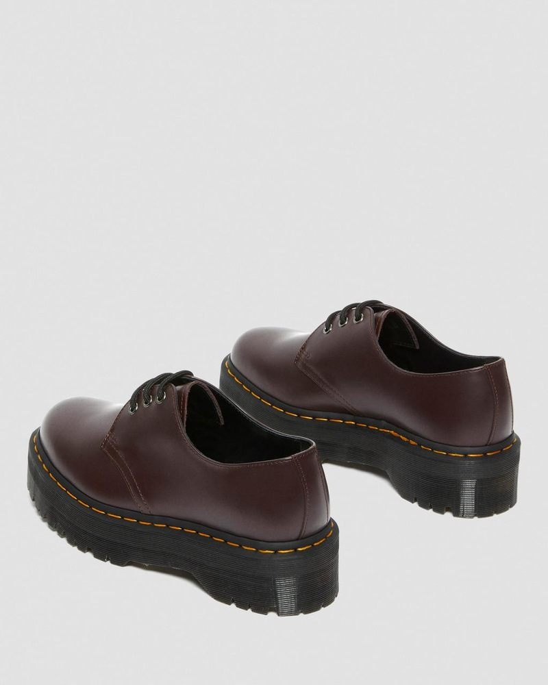 Dr Martin Martens 1461 Smooth Leather Platform Shoes (Smooth Leather) Platforms Shoes Burgundy | WA56-Z1WM