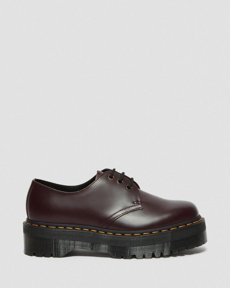 Dr Martin Martens 1461 Smooth Leather Platform Shoes (Smooth Leather) Platforms Shoes Burgundy | WA56-Z1WM