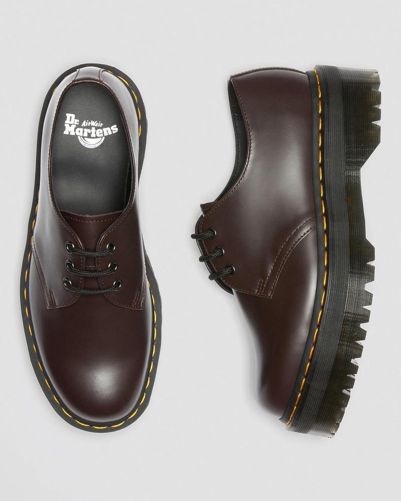 Dr Martin Martens 1461 Smooth Leather Platform Shoes (Smooth Leather) Platforms Shoes Burgundy | WA56-Z1WM